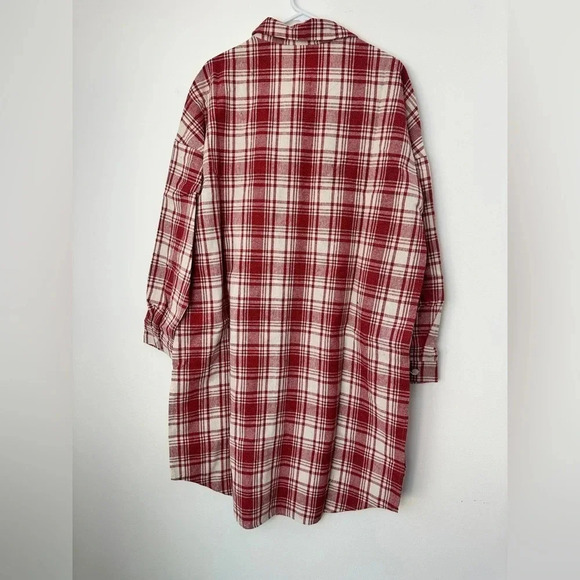 Plus Size Long Plaid Button Shacket Cozy Cabincore 2X - Picture 3 of 7
